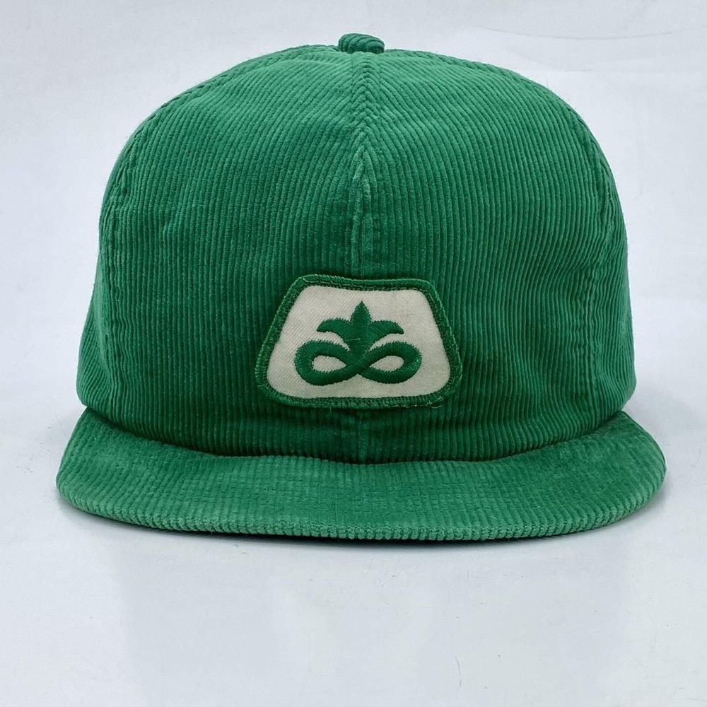 Vintage K-Products Pioneer Seed‎ Snapback Trucker Hat Corduroy Green